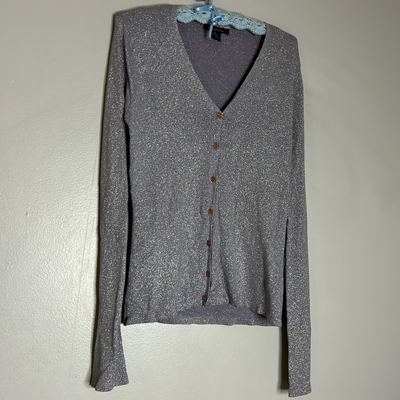 Vintage guess collection metallic lavender small V-neck cardigan women’s small - Picture 1 of 9